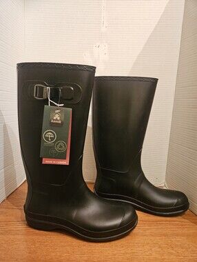 Kamik Black Tall Waterproof Rain Boots with Side Buckle